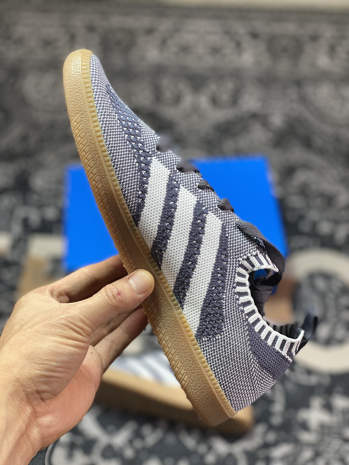 Adidas Samba Primeknit Sock”Grey/White/Gum” Samba dance shoes ”knitted dark gray and white raw rubber sole” CQ2686