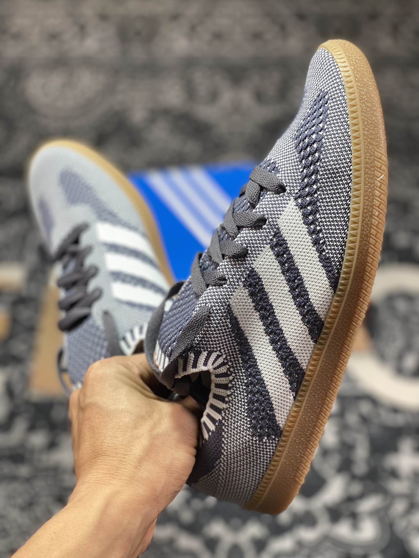 Adidas Samba Primeknit Sock”Grey/White/Gum” Samba dance shoes ”knitted dark gray and white raw rubber sole” CQ2686