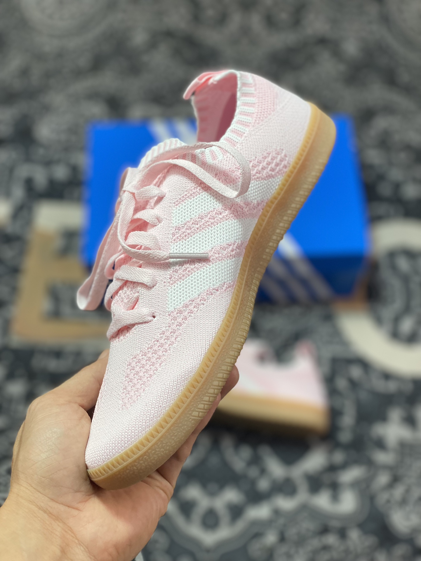 Adidas Samba Primeknit Sock”Pink/White” Samba series sneakers ”knitted pink and white raw rubber sole” CQ2685