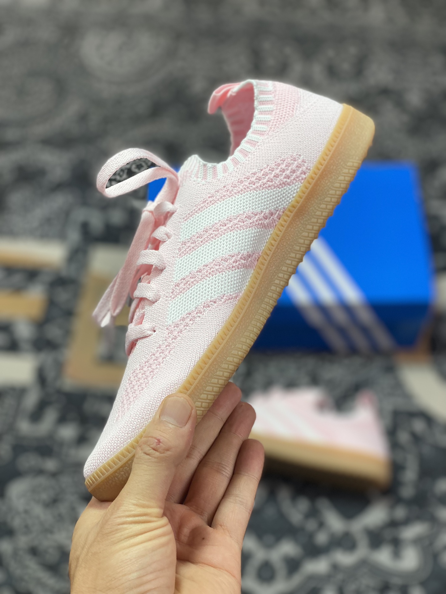 Adidas Samba Primeknit Sock”Pink/White” Samba series sneakers ”knitted pink and white raw rubber sole” CQ2685