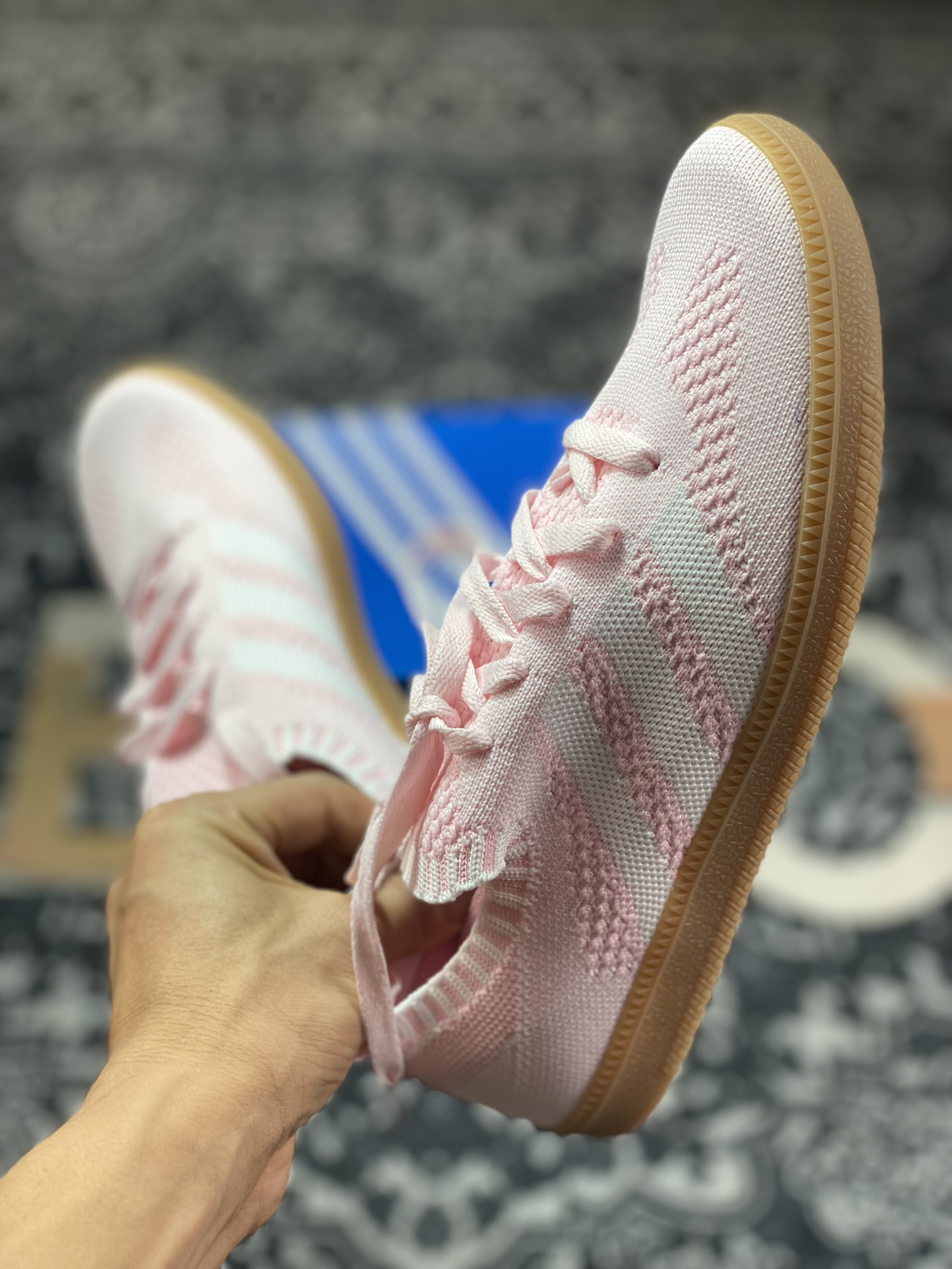 Adidas Samba Primeknit Sock”Pink/White” Samba series sneakers ”knitted pink and white raw rubber sole” CQ2685