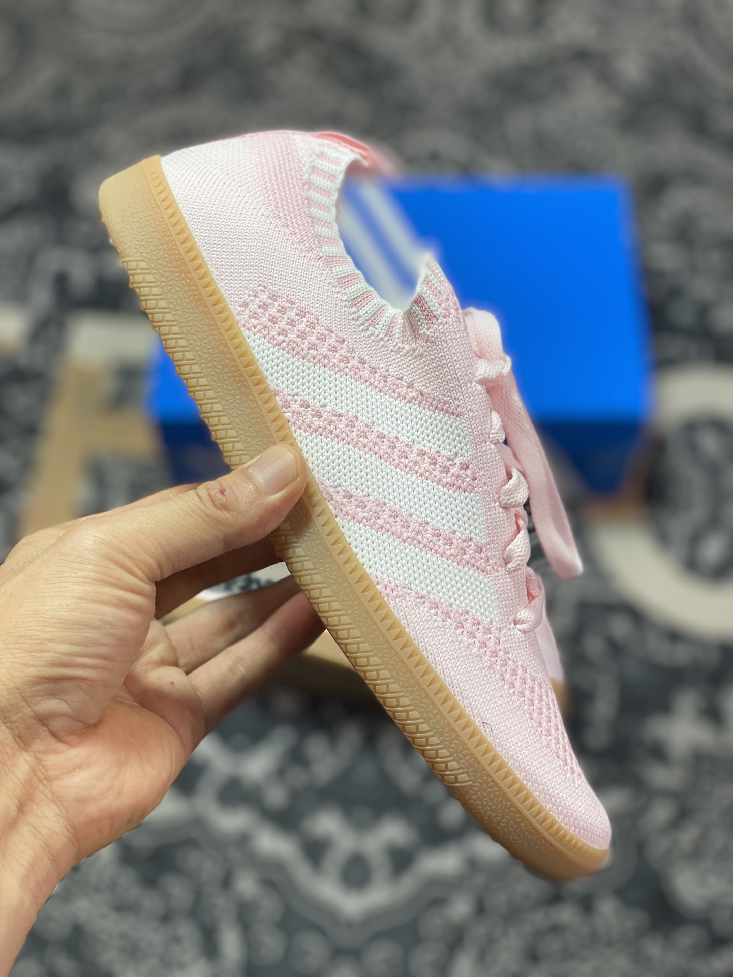 Adidas Samba Primeknit Sock”Pink/White” Samba series sneakers ”knitted pink and white raw rubber sole” CQ2685