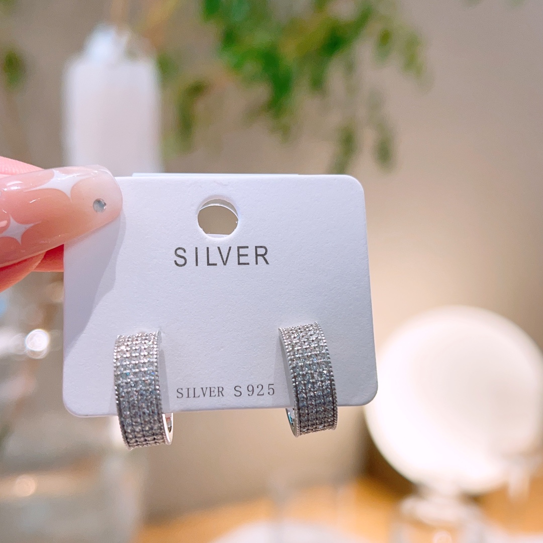 S925 Sterling Silver Earrings Soft Office Silver