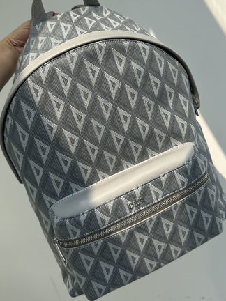 Dior Bags Backpack Black Silver Bronzing Unisex Men All Steel Calfskin Canvas Cotton Cowhide Nylon Diamond