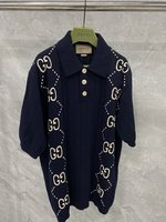 Gucci Clothing T-Shirt Men Cotton Knitted Knitting Short Sleeve