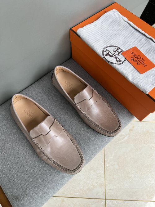 Hermes Men's Handmade Driving Loafers Slip-Ons, Genuine Leather Moccasins 1 Hermes Men's Handmade Driving Loafers Slip-Ons, Genuine Leather Moccasins