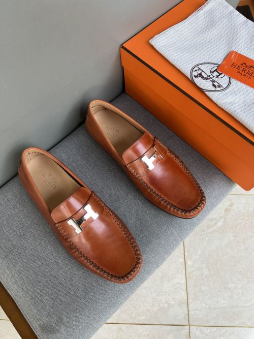 Hermes Handmade Leather Driving Moccasins, Slip-on Loafers for Men 1 Hermes Handmade Leather Driving Moccasins, Slip-on Loafers for Men