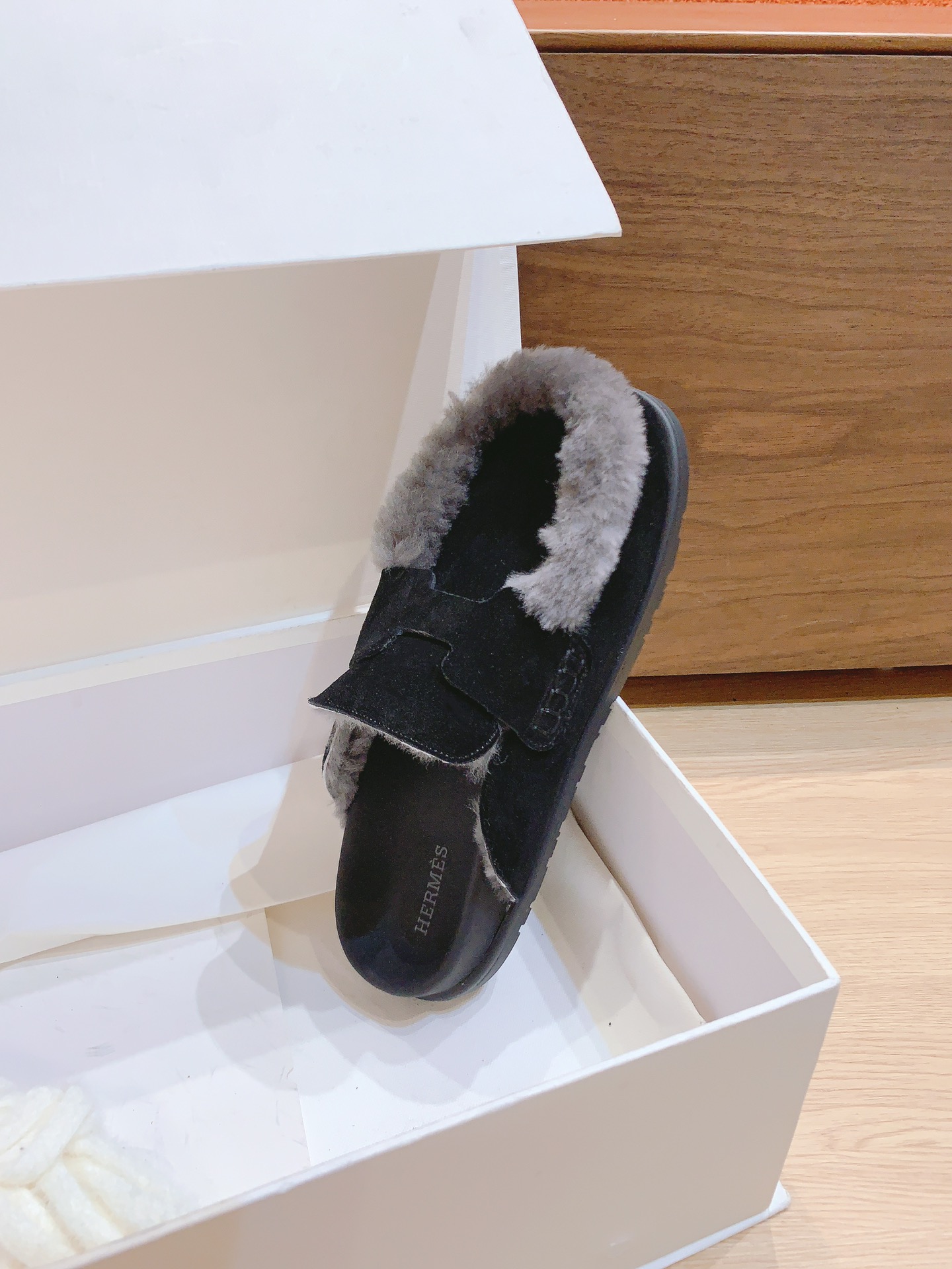 Hermes Shoes Half Slippers Sheepskin TPU Wool Fall/Winter Collection