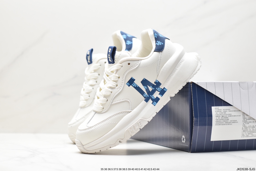 Korea Limited Release NY Yankees Limited x MLB Big Ball Chunky Mesh Thick-soled Daddy Jogging Shoes ”Mesh Ivory White Black NY Print” 3ASHCRM3N (GP007)