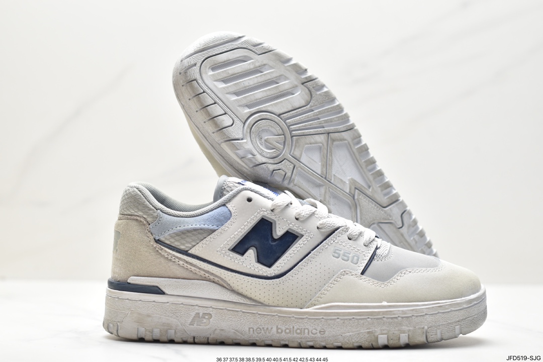 New Balance 55 series white, yellow and green New Balance leather neutral casual running shoes BB550GD1