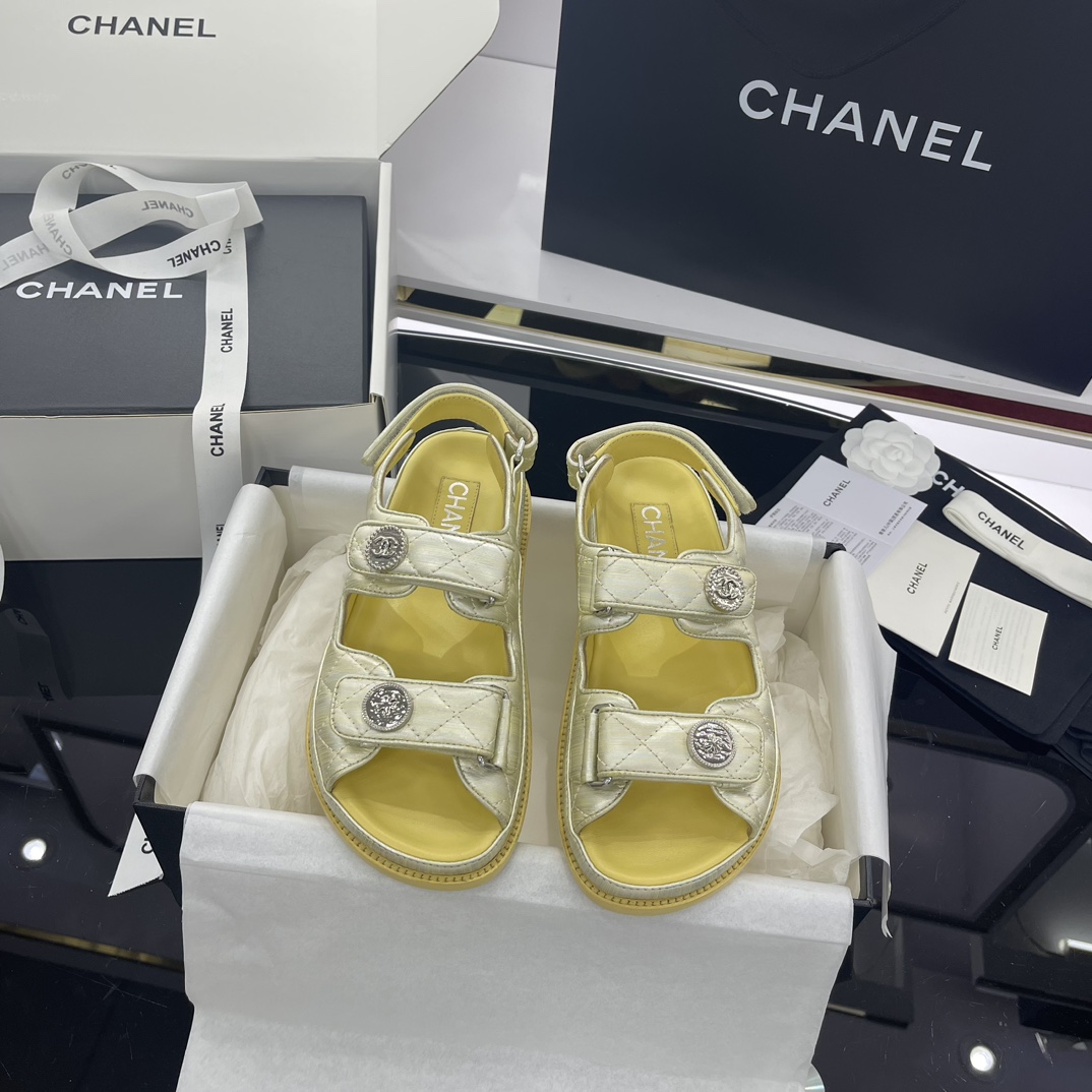 Chanel Shoes Sandals Cowhide Genuine Leather Lambskin Sheepskin Beach