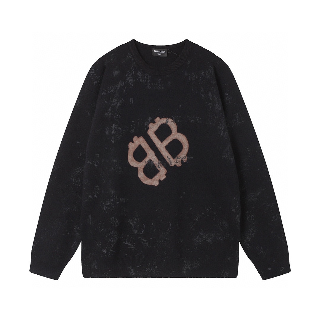 mirror copy luxury
 Balenciaga 7 Star
 Clothing Sweatshirts Black Unisex Cotton Knitting Mercerized