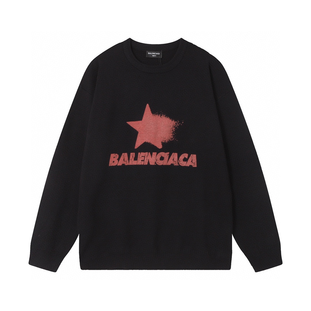 Balenciaga AAAA
 Clothing Sweatshirts Black Unisex Cotton Knitting Mercerized