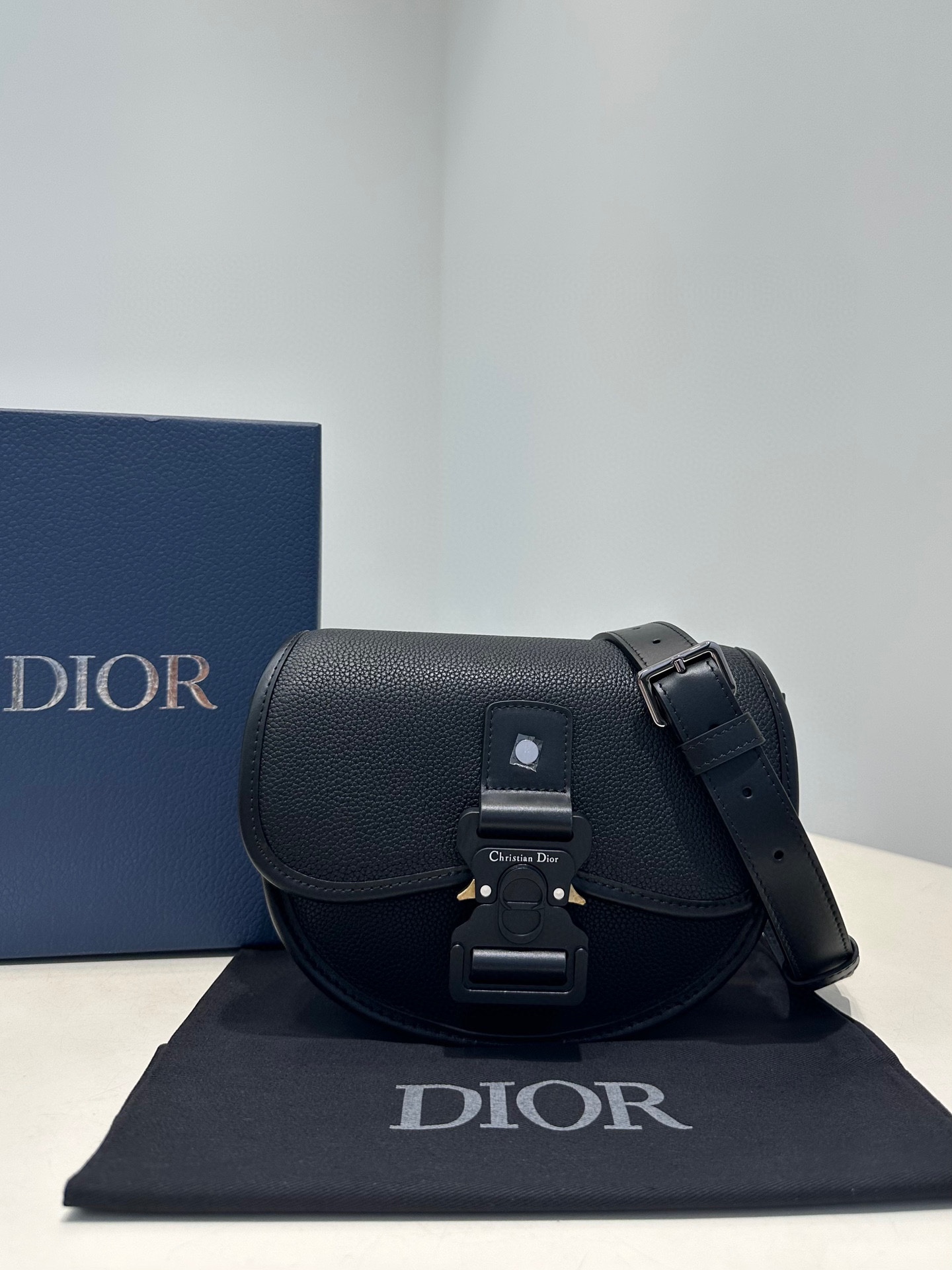 Dior Saddle Crossbody & Shoulder Bags Saddle Bags Black Unisex Calfskin Cowhide Frosted