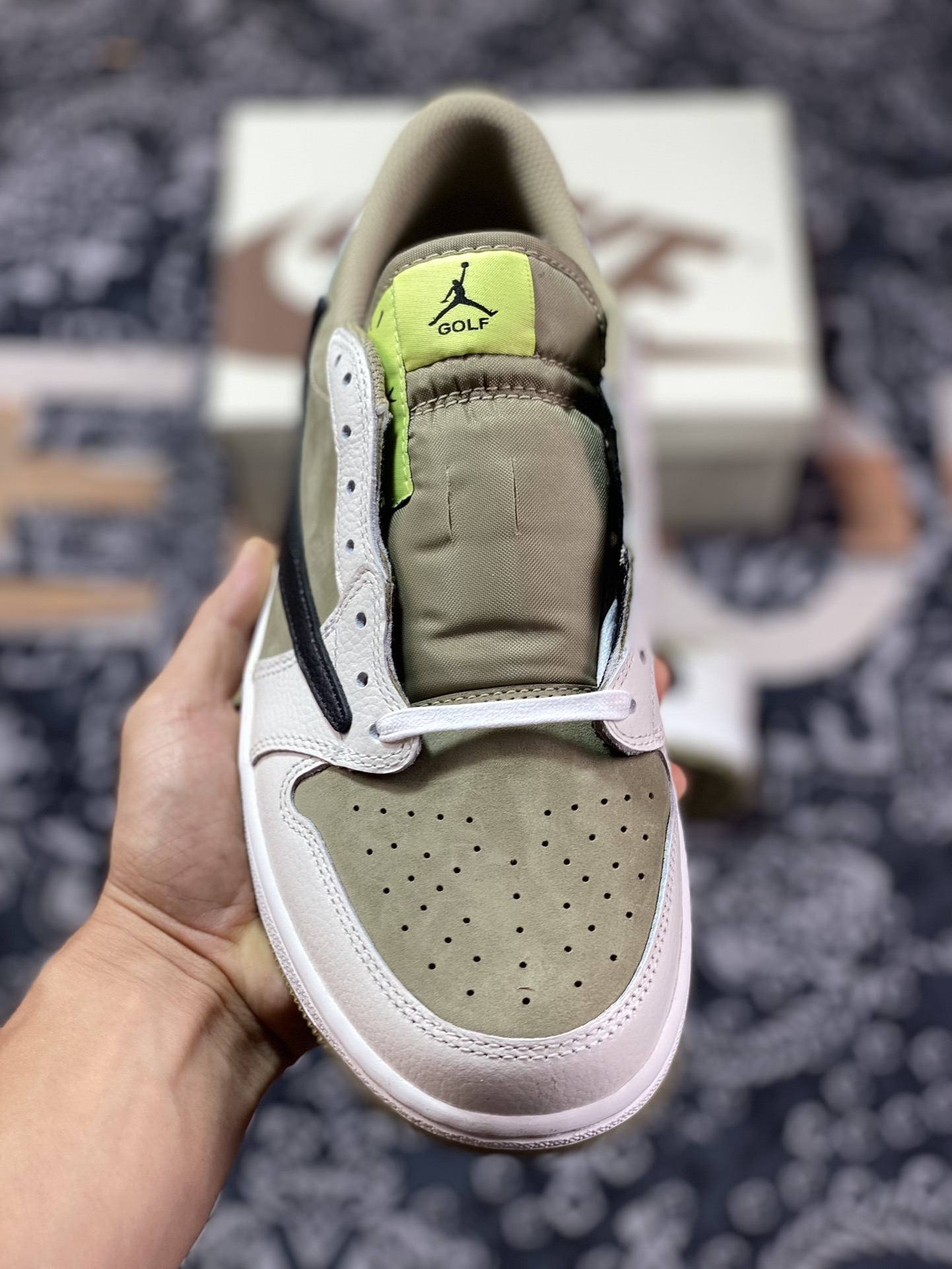 Selected Dongguan factory produced TS x Air Jordan 1 Low Golf brown green FZ3124-200