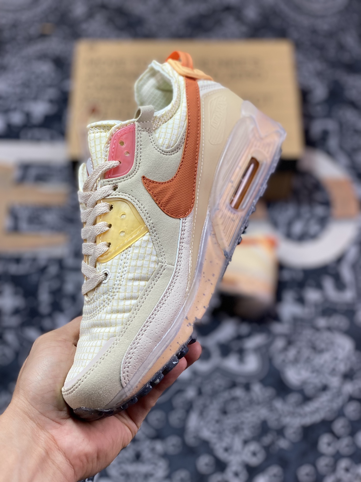 Nike Air Max Terrascape 90 ”Fuel Orange” mountain terrain series jogging shoes ”Oxford cloth cream fuel orange jelly bottom” DH2973-200