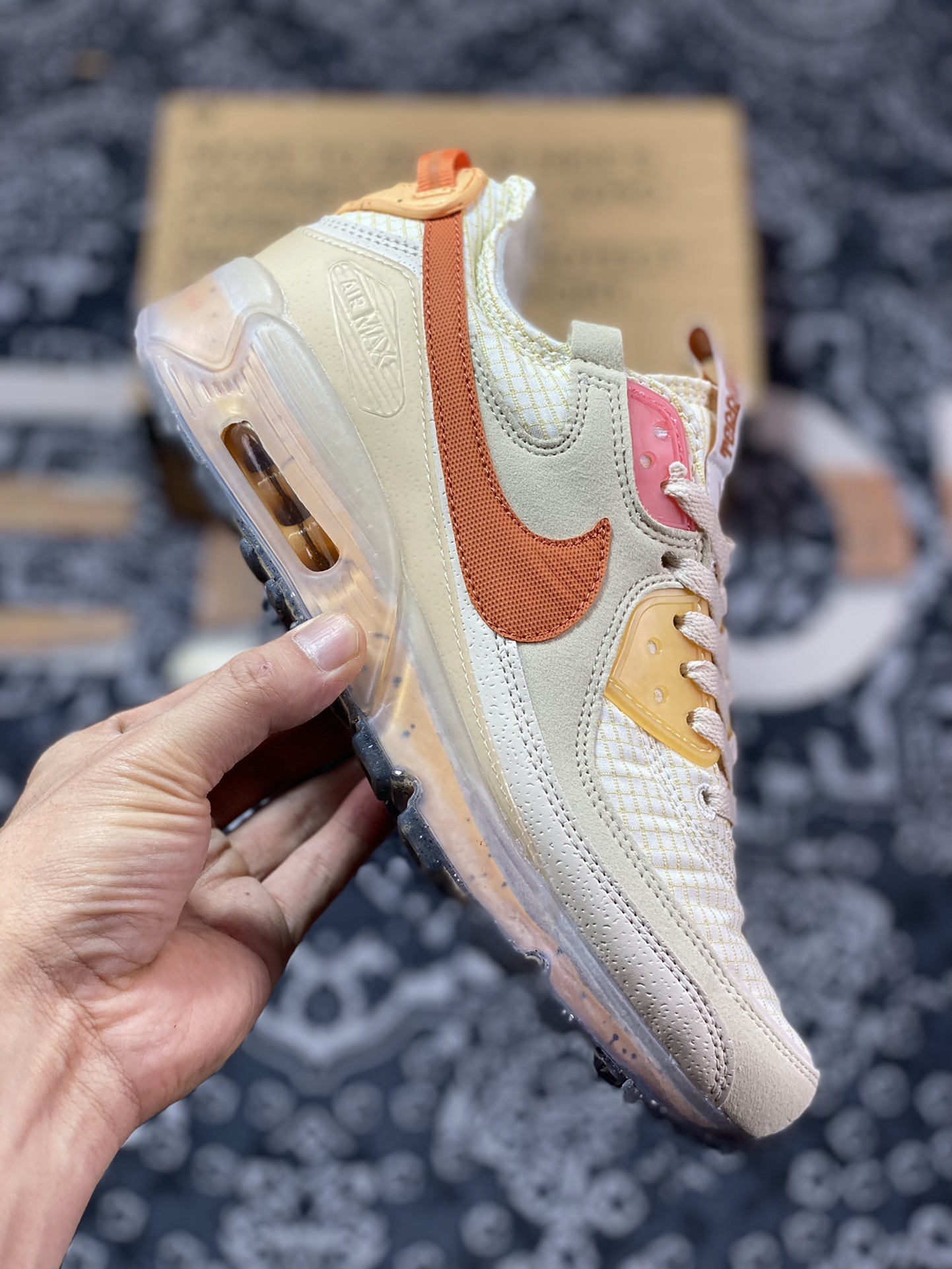 Nike Air Max Terrascape 90 ”Fuel Orange” mountain terrain series jogging shoes ”Oxford cloth cream fuel orange jelly bottom” DH2973-200