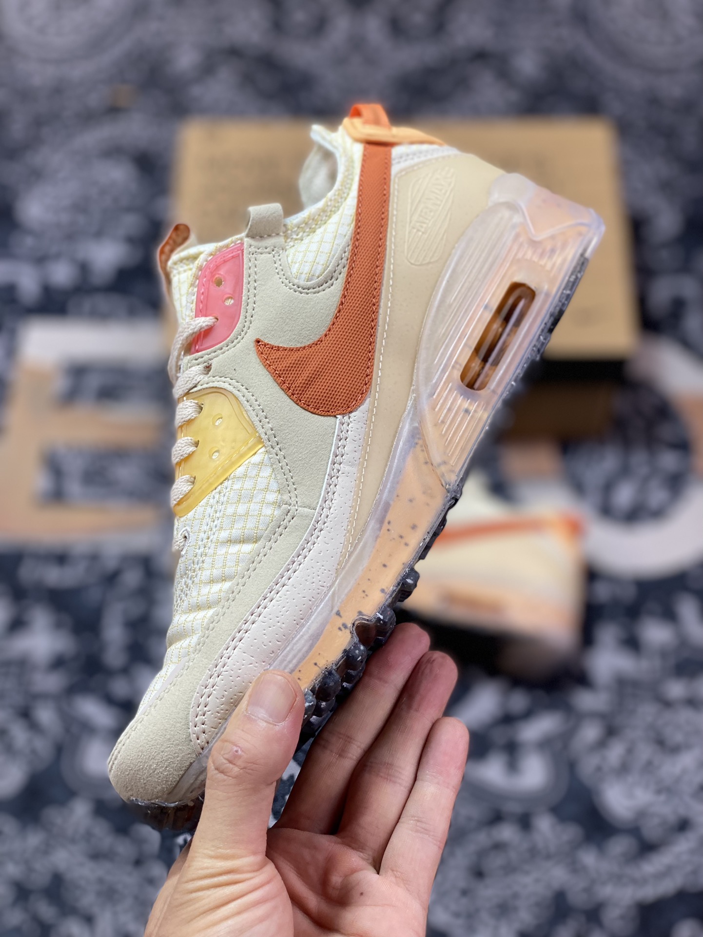 Nike Air Max Terrascape 90 ”Fuel Orange” mountain terrain series jogging shoes ”Oxford cloth cream fuel orange jelly bottom” DH2973-200