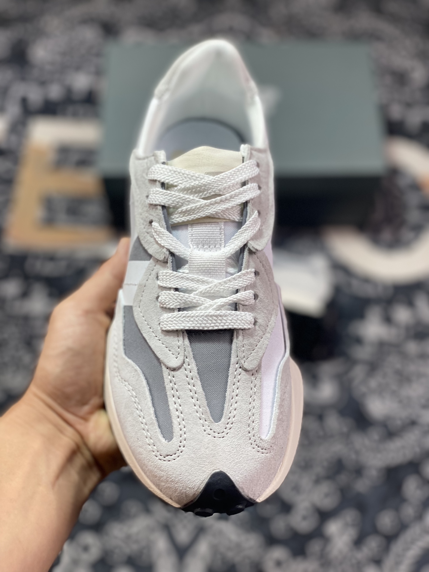 160  NB新百伦New Balance MS327系列低帮复古休闲运动慢跑鞋“解构浅灰白拼接”U327WED