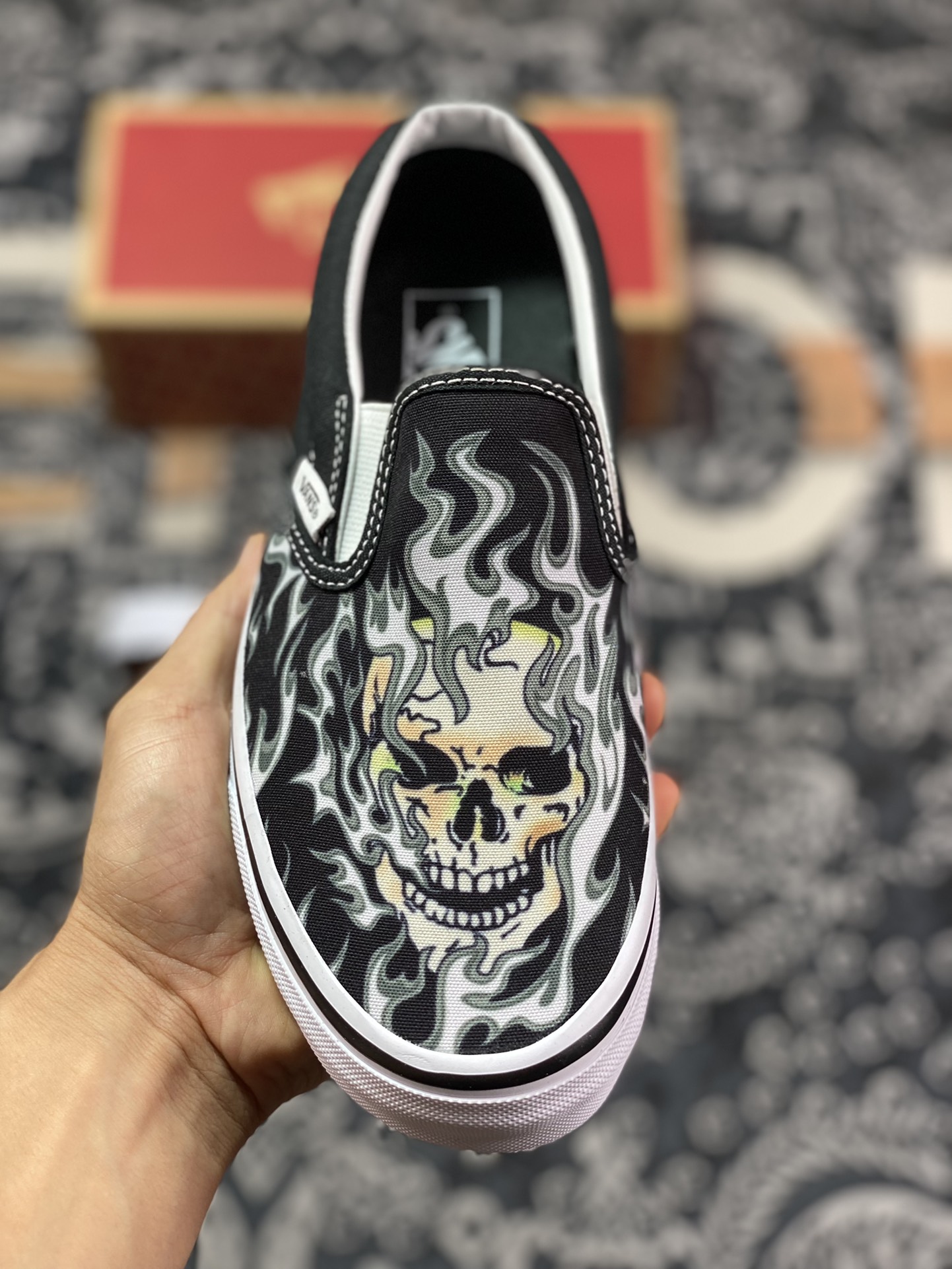 130 Vans Classic Slip-On Flame Skull 朋克摇滚火焰骷髅头懒人套