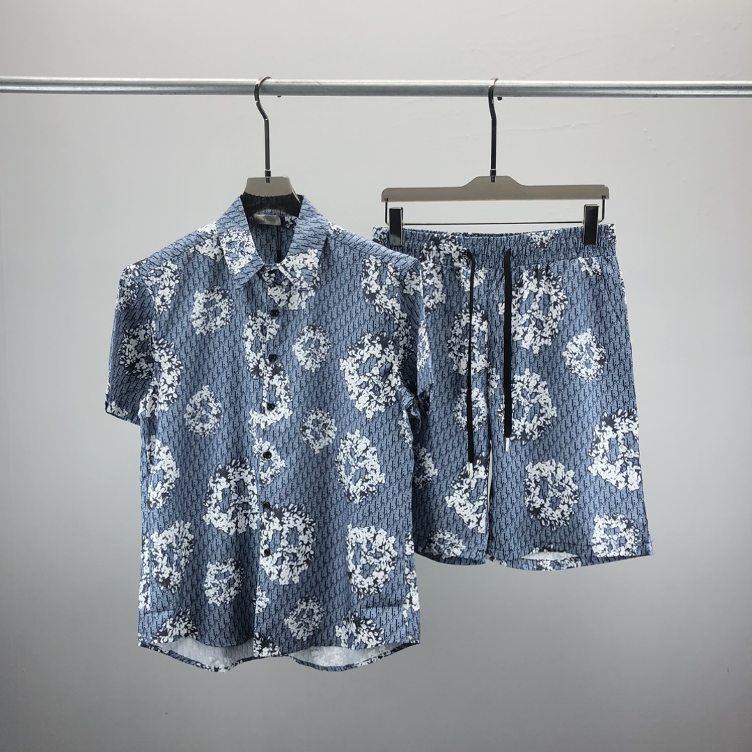 Dior Clothing Shirts & Blouses Shorts Two Piece Outfits & Matching Sets Printing Unisex Summer Collection