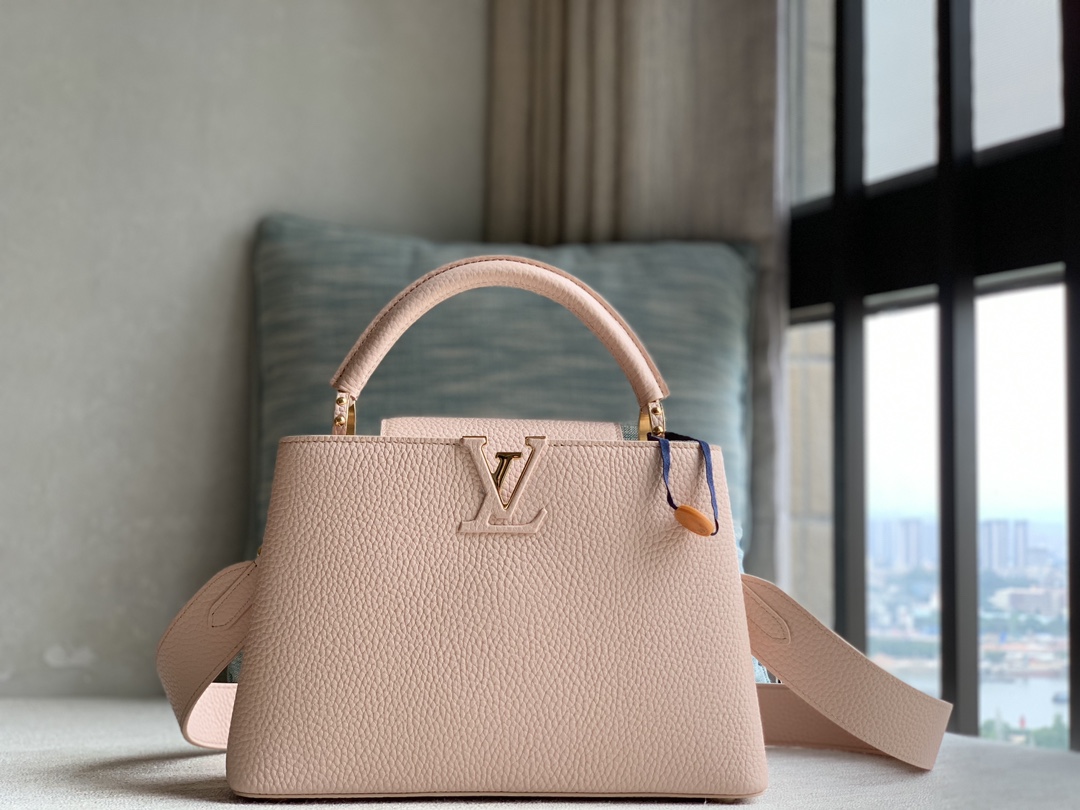 Louis Vuitton Lv premium quality original leather Officially selling M59434 milk powder gold buckle