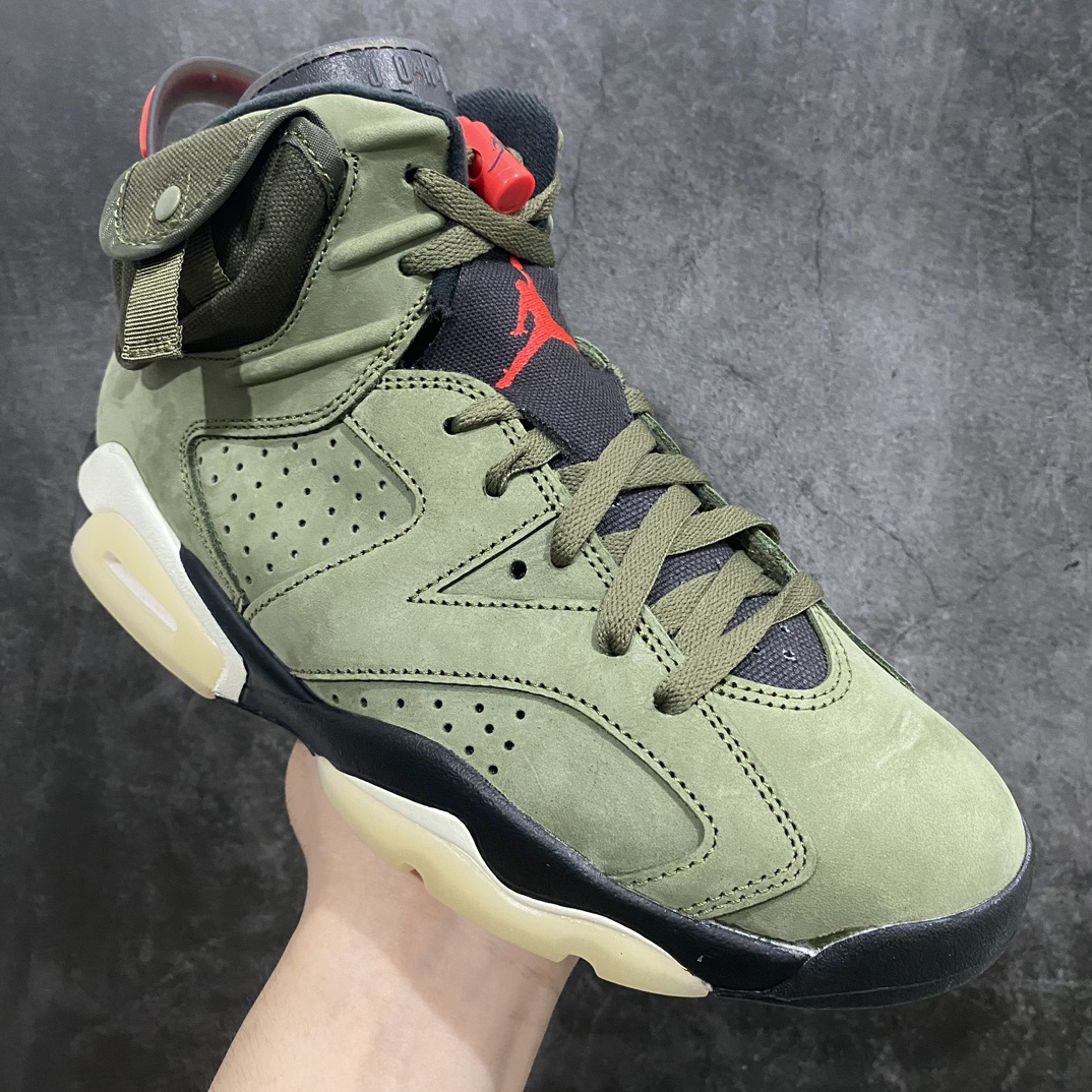 [OG Pure Original] Travis Scott x Air Jordan 6 AJ6 TS Retro Culture Basketball Shoes ”Military Green Luminous Ghost Face” CN1084-200