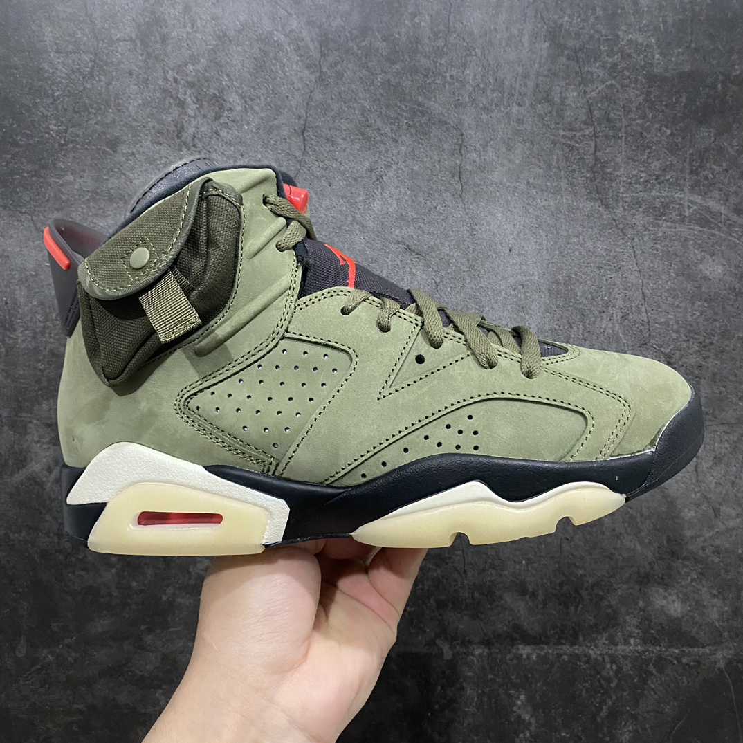 [OG Pure Original] Travis Scott x Air Jordan 6 AJ6 TS Retro Culture Basketball Shoes ”Military Green Luminous Ghost Face” CN1084-200