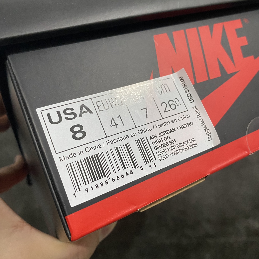 图片[8]-【外贸纯原】Air Jordan AJ1 黑紫脚趾 555088-501n全新开发版本 原鞋比对匹配率98%n原楦原纸板开发 极致一眼正品既视感原厂头层皮料 飞翼3D高频深度立体全方位比对原鞋 鞋盒、防尘纸 均采购来自原厂  尺码：40/47.5n-莆田鞋批发中心