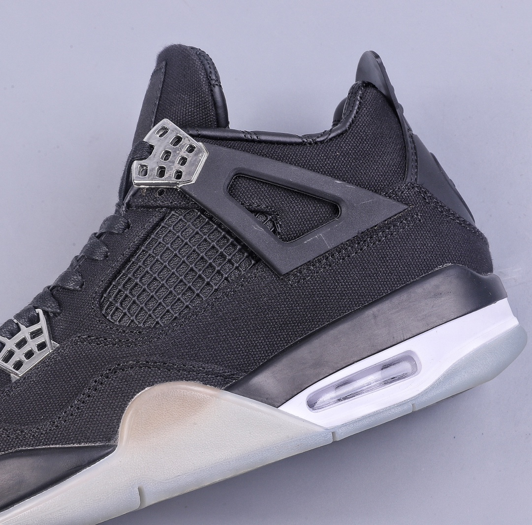 Small Air Jordan 4 Retro ”Black/Metallic Silver” AJ4 mid-top retro casual sports culture basketball shoes ”Joint canvas black and silver workwear” AJ4-136863