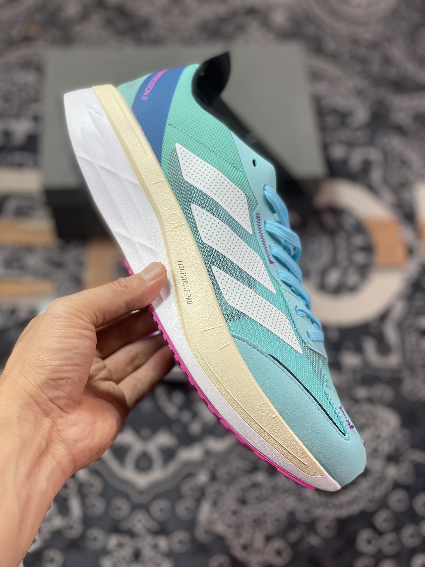 Adidas Adizero Boston 11 Boston 11 series low-top running shoes ”Mesh Mint Green Blue Purple” GV9064