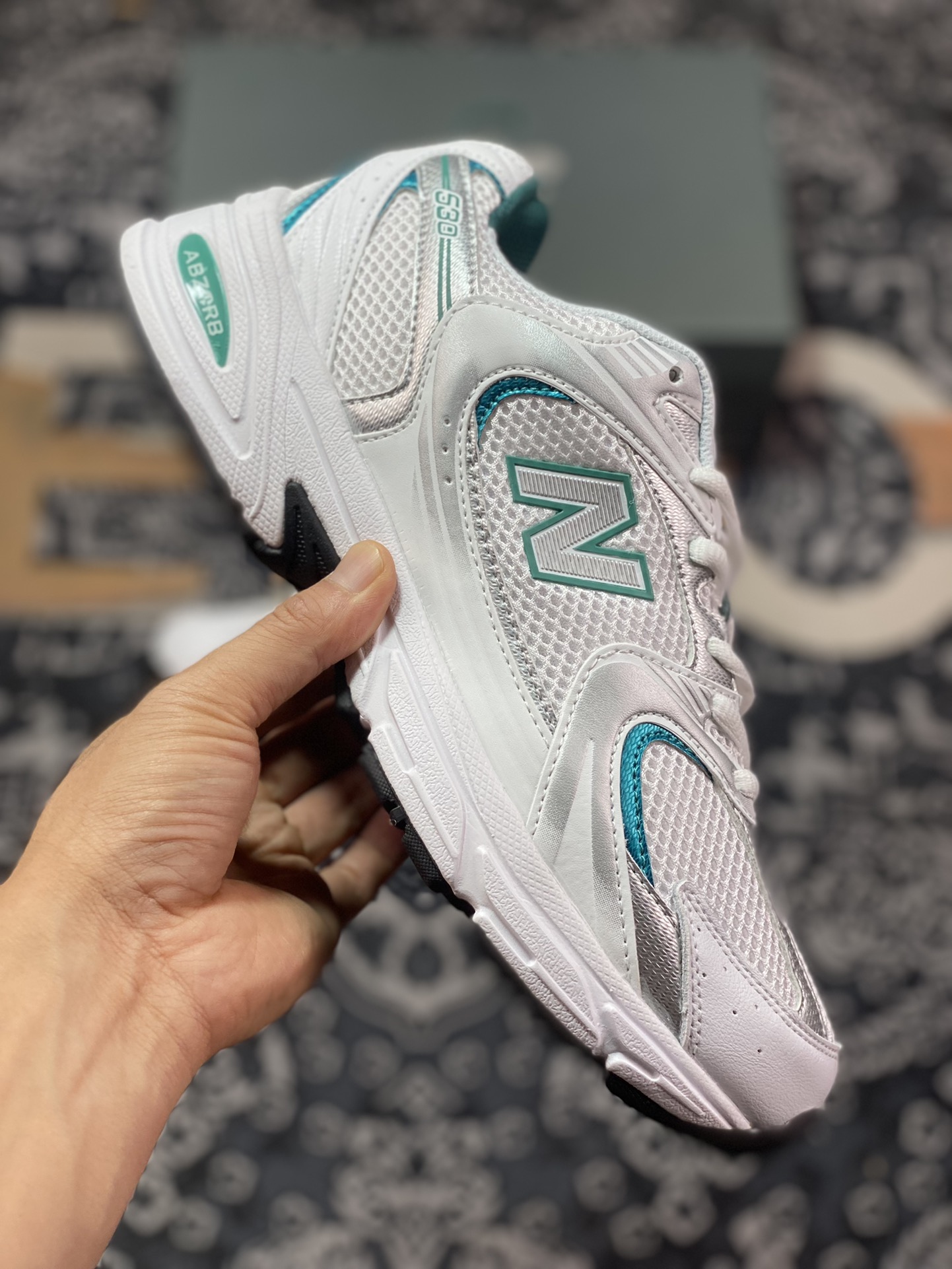 NBNew Balance MR530 series retro dad style mesh running casual sports shoes ”Silver Metallic Green” MR530AB