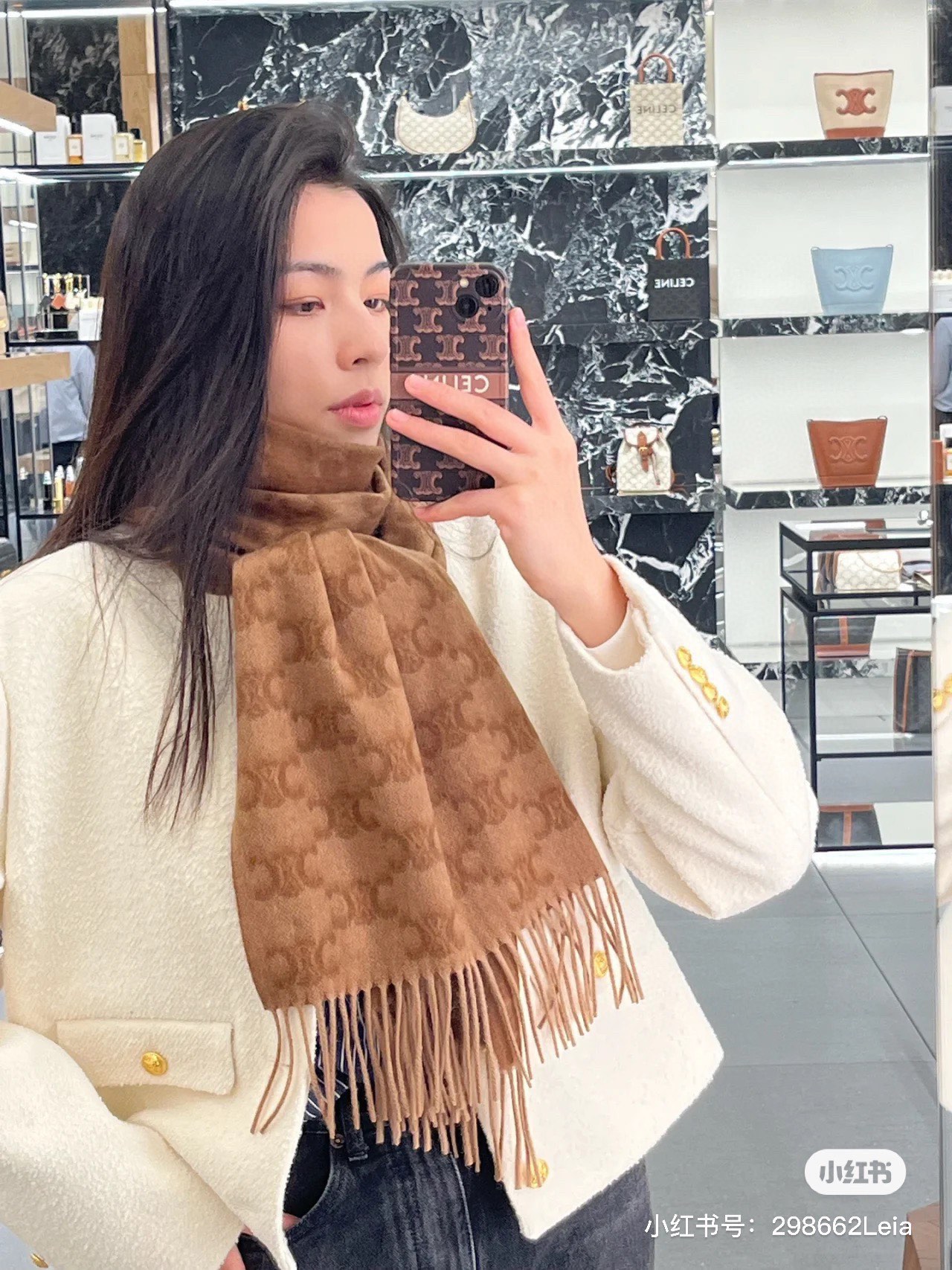 [Celine Scarves]Triumphal Arch Scattered Forest Old Flower Cashmere Scarf Fina