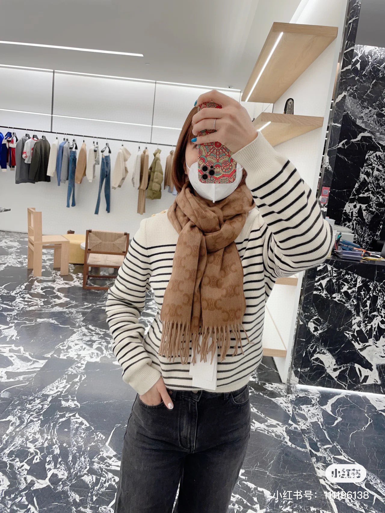 [Celine Scarves]Triumphal Arch Scattered Forest Old Flower Cashmere Scarf Fina