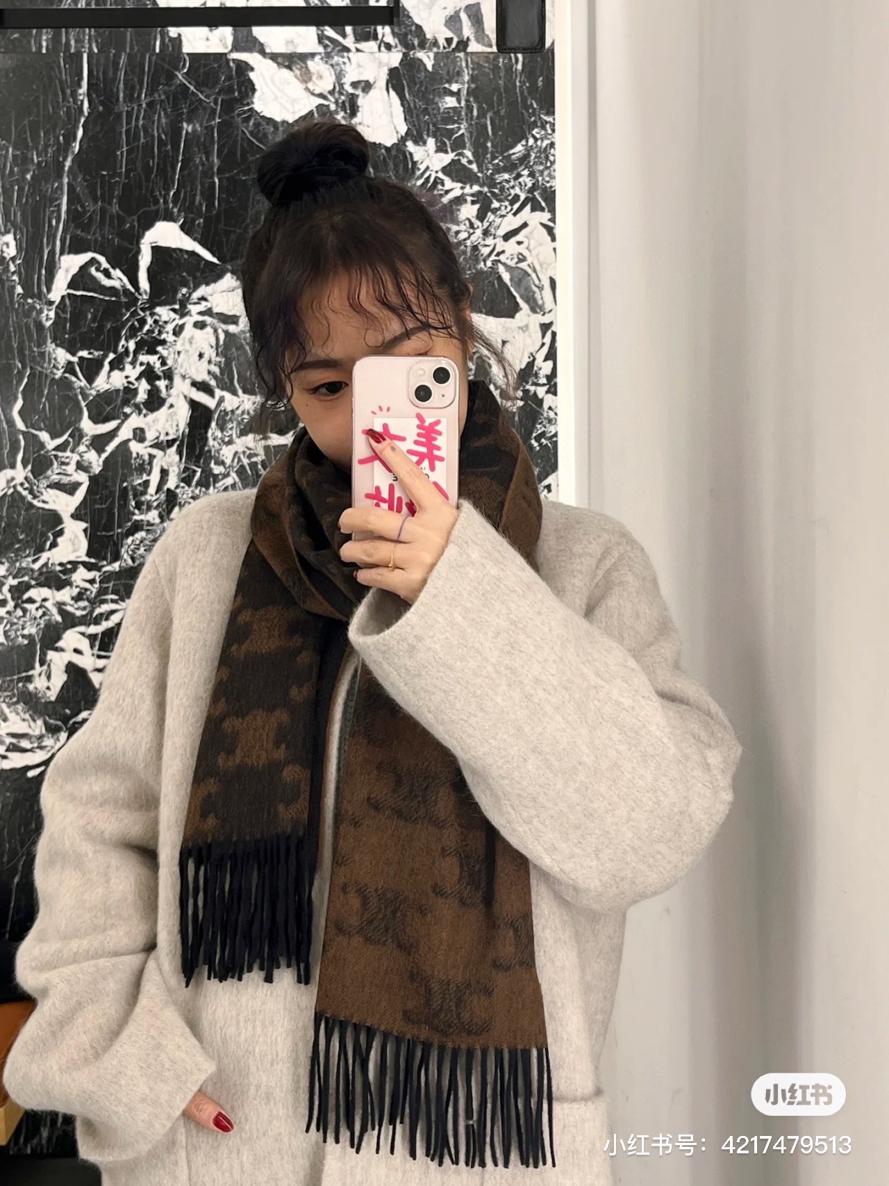 [Celine Scarves]Triumphal Arch Scattered Forest Old Flower Cashmere Scarf Fina