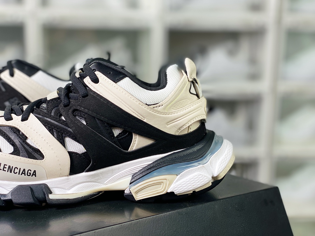 BALENCIAGA Track Trainers 3.0 Retro Wild Running Grandpa Trendy All-match Jogging Shoes ”Black and White Light Sand Gray” 542436 W3SU5 9791