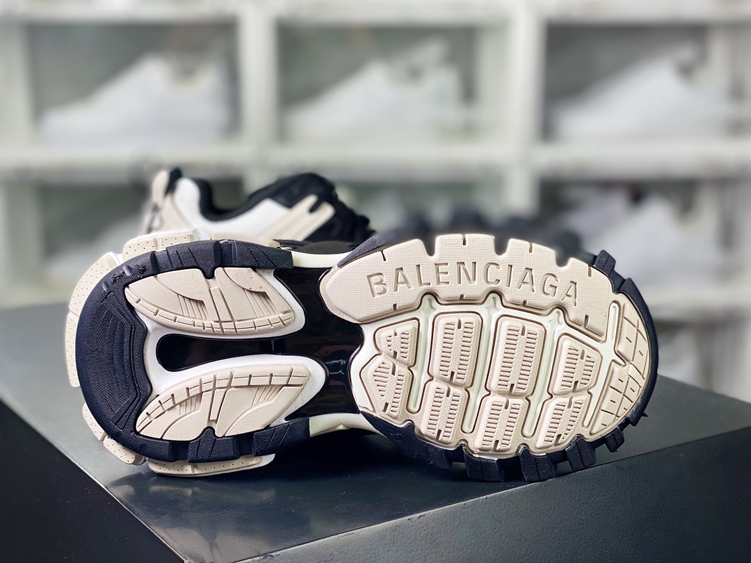 BALENCIAGA Track Trainers 3.0 Retro Wild Running Grandpa Trendy All-match Jogging Shoes ”Black and White Light Sand Gray” 542436 W3SU5 9791