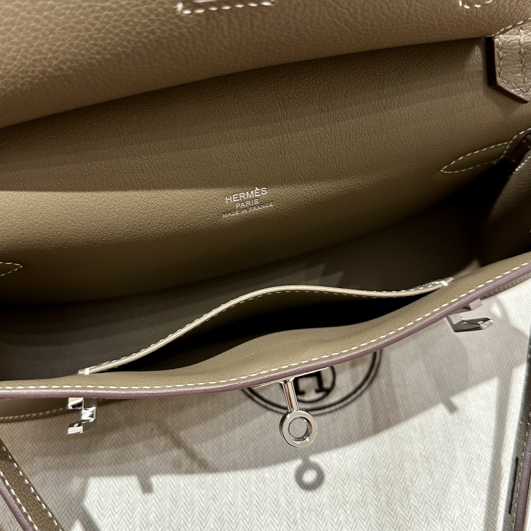 Handmade Mini Jypsiere Bag in Etoupe Evecolor Calfskin with Silver Hardware 9 i1692254390 2997 8