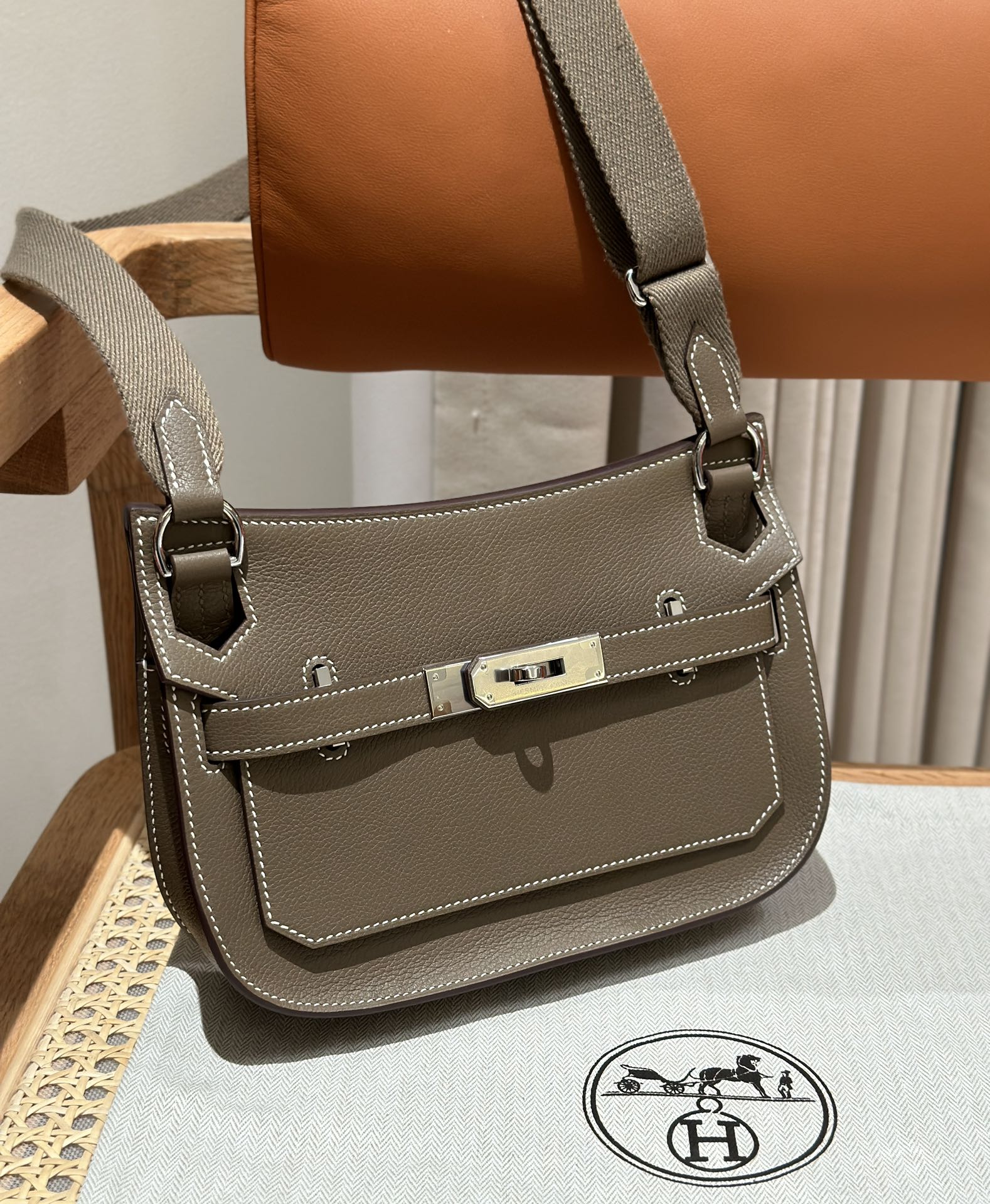 Handmade Mini Jypsiere Bag - Etoupe Calfskin with Silver Hardware 4 i1692254430 4932 3