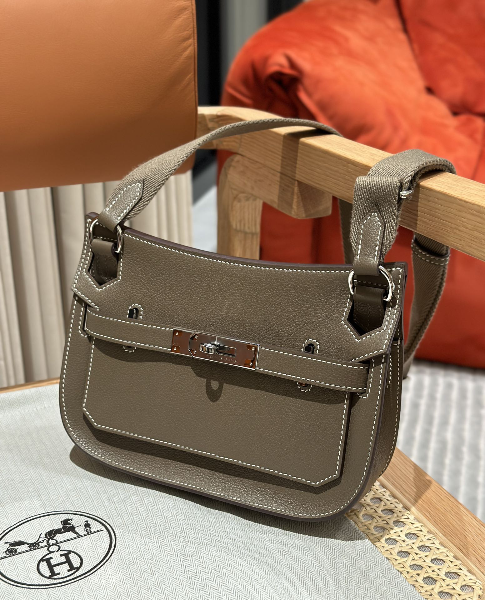 Handmade Mini Jypsiere Bag - Etoupe Calfskin with Silver Hardware 2 i1692254430 5791 1