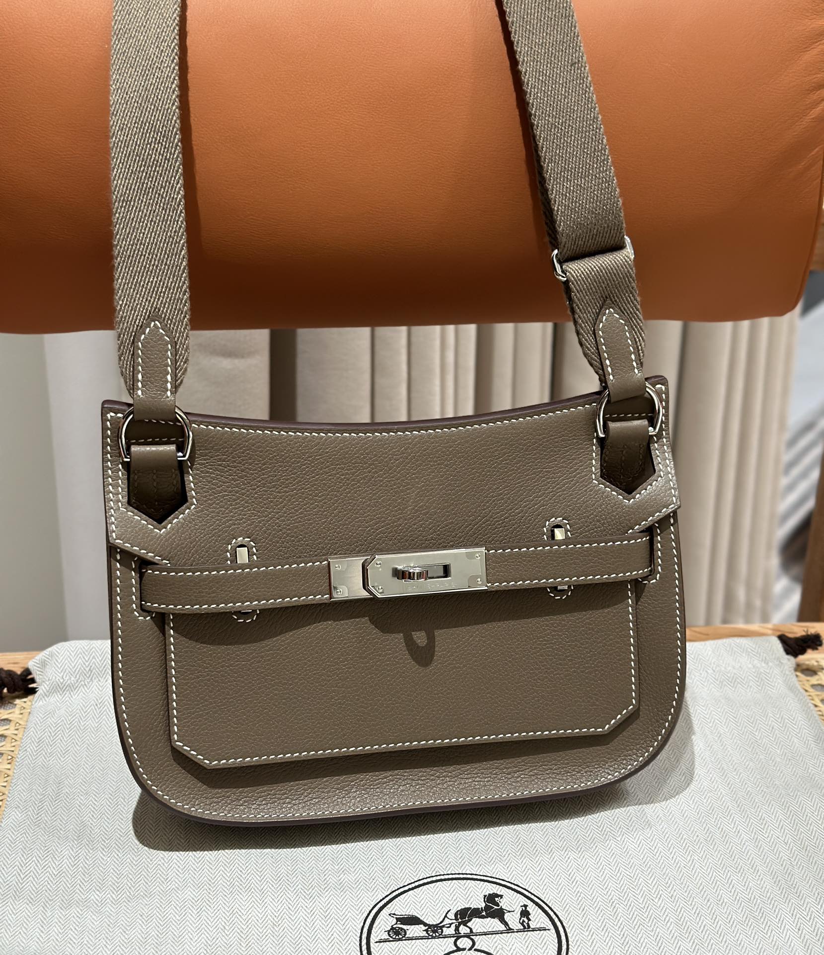 Handmade Mini Jypsiere Bag - Etoupe Calfskin with Silver Hardware 3 i1692254430 585 2