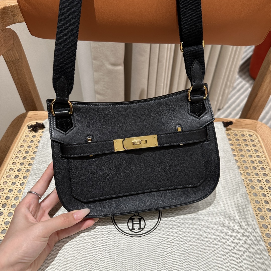 Mini Jypsiere Black Swift Leather Gold Hardware Handmade Designer Bag 1 i1692254728 3095 0