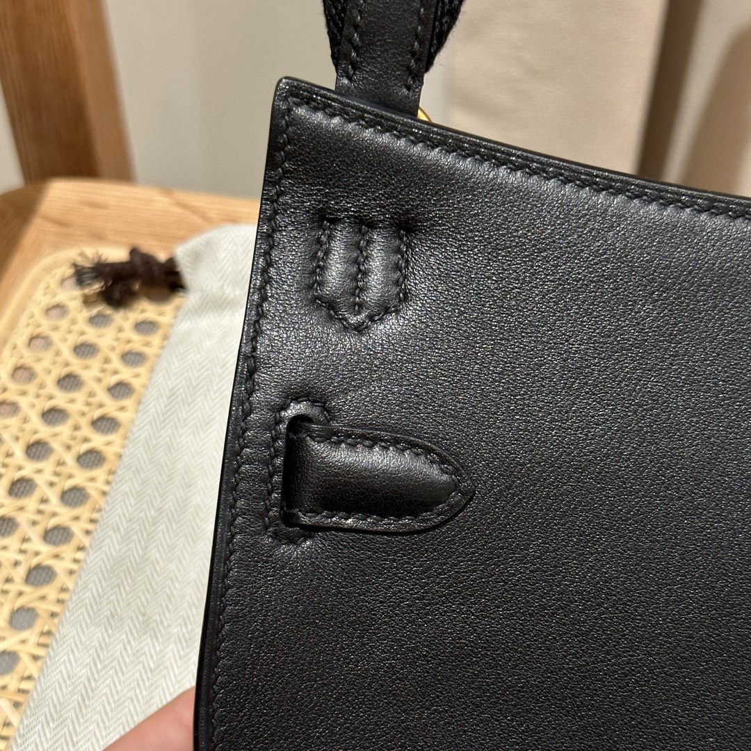 Handmade Mini Jypsiere Black Swift Leather Gold Hardware Shoulder Bag 2 i1692254778 7956 1