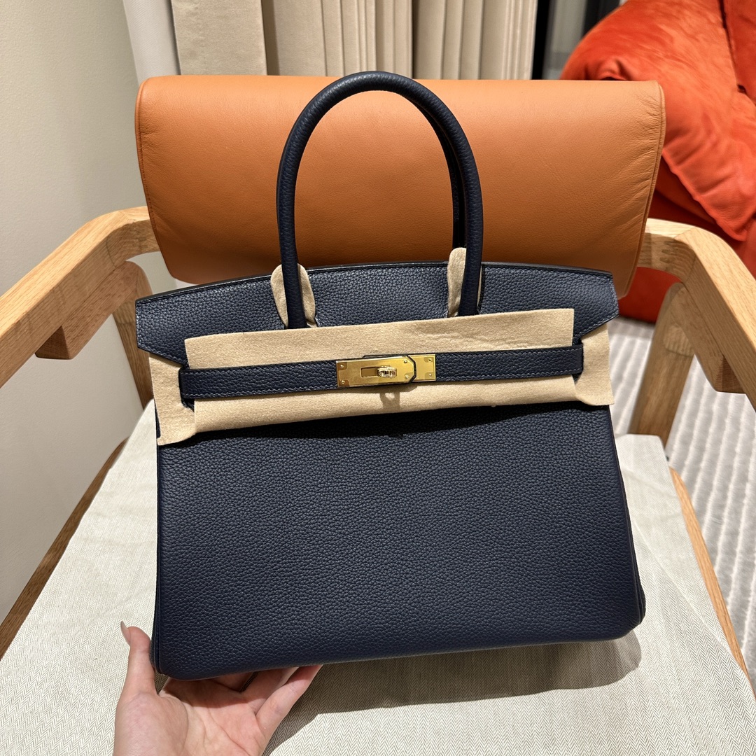 Hermès Birkin30cm, 2z/Blue Nuit, togo, gold, all handmade!!