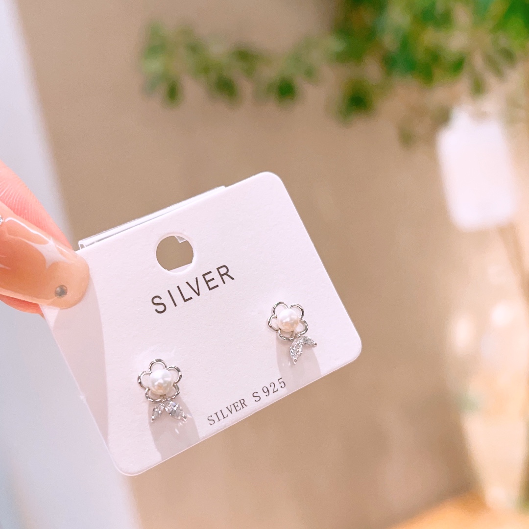 S925 Sterlingsilber Ohrringe Ätherisch Hochzeit Silber