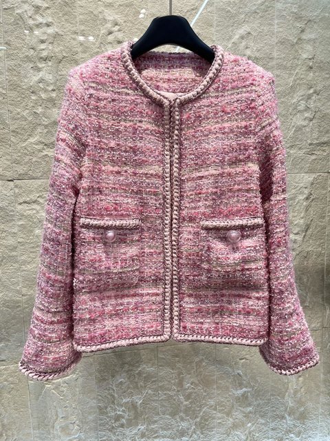Chanel Clothing Coats & Jackets Pink Weave