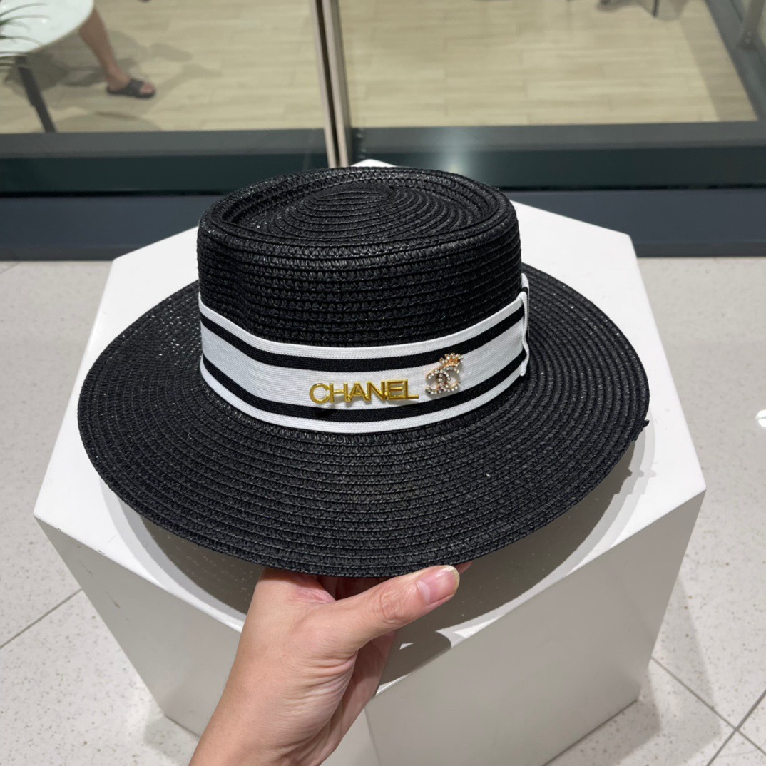 【CHANEL香奈儿】新款小香风草编度假风盆帽草帽，大牌风～出街旅行单品