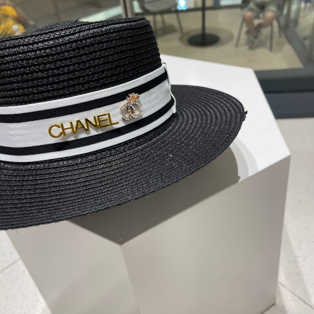 【CHANEL香奈儿】新款小香风草编度假风盆帽草帽，大牌风～出街旅行单品