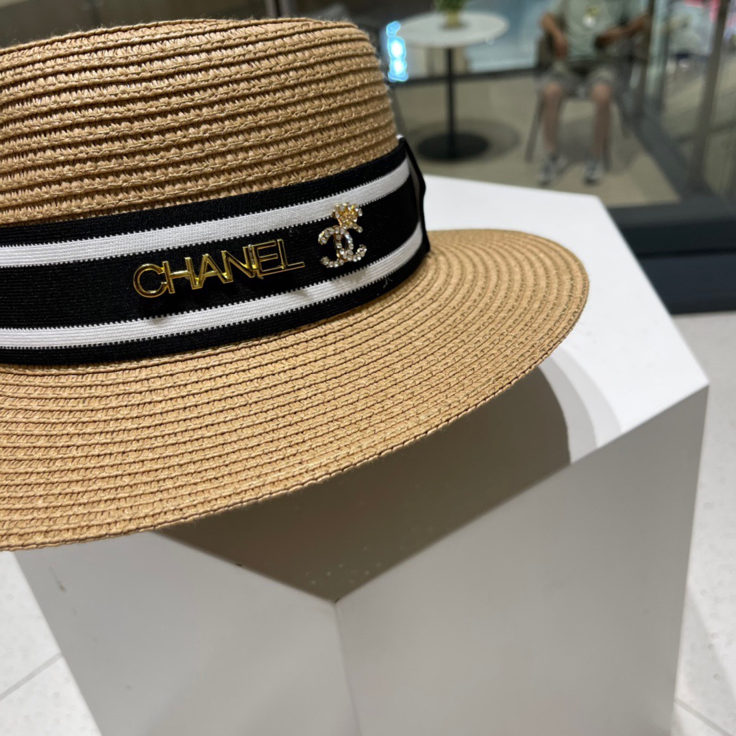 【CHANEL香奈儿】新款小香风草编度假风盆帽草帽，大牌风～出街旅行单品