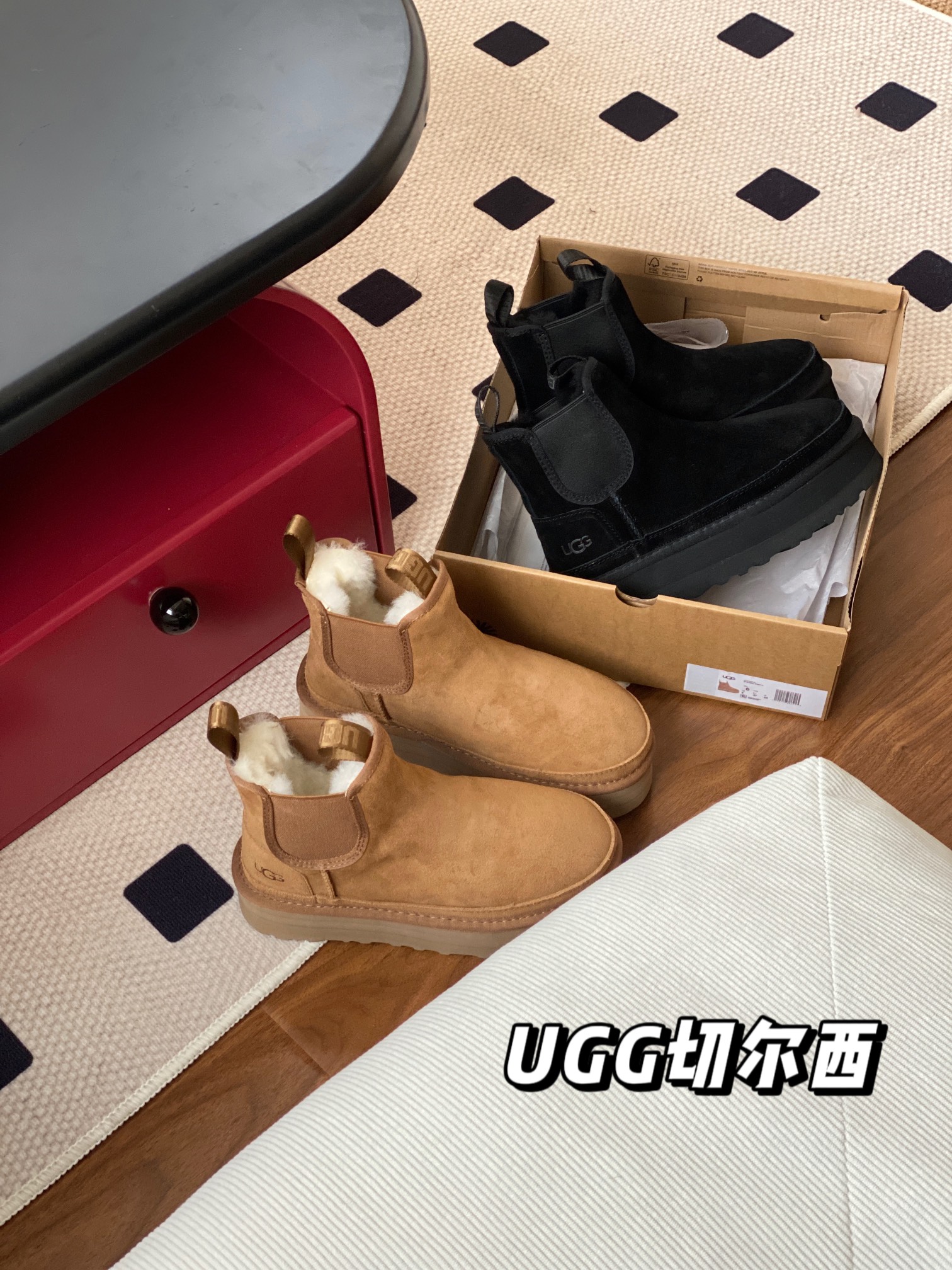 双11预热特惠🔥CX专供 独家纯原 【UGG】原×× 切尔西 厚底3cm 切尔西靴UGG2022秋冬新款女士休闲舒适厚底切尔西时尚靴明星同款 1134526 颜色:黑色、栗色